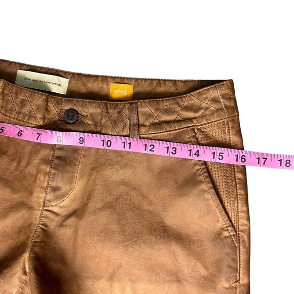 Pilcro &amp; The Letter Press Women's Vegan Leather Shorts Brown - Size 25 - Picture 6 of 6